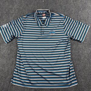 Harley-Davidson Performance Striped Polo Shirt Syracuse NY XL Grey Blue Black